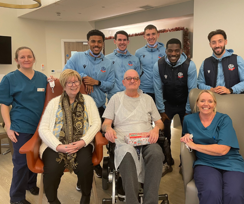 Bolton Wanderers with Wellbeing Hub patients and staff