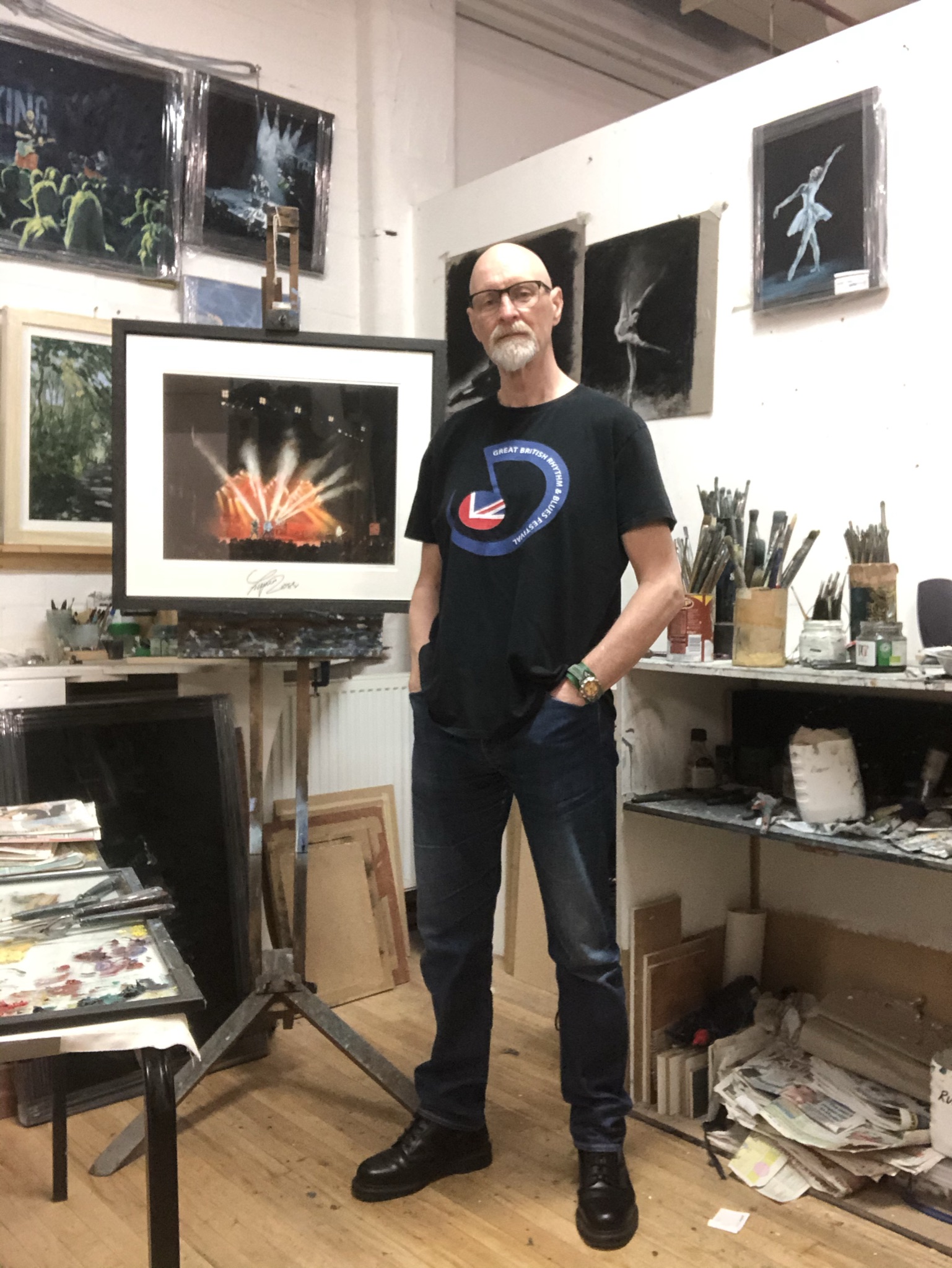 Artist Pete Marsh with the print