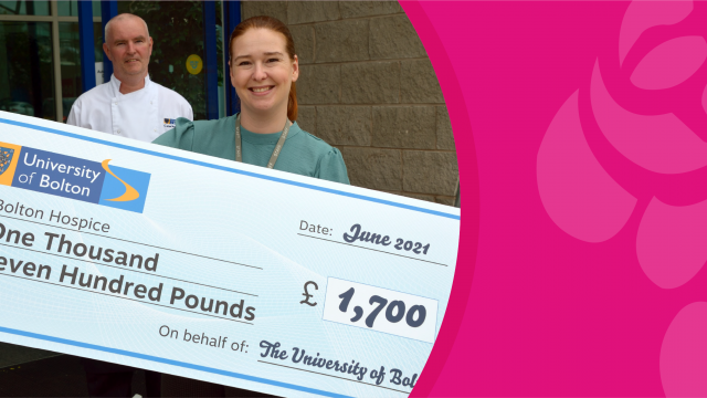 Woman holding large cheque for £1,700