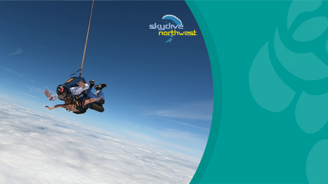 Supporter Kate skydives with instructor for Bolton Hospice