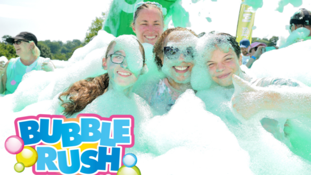 Bubble rush participants smiling